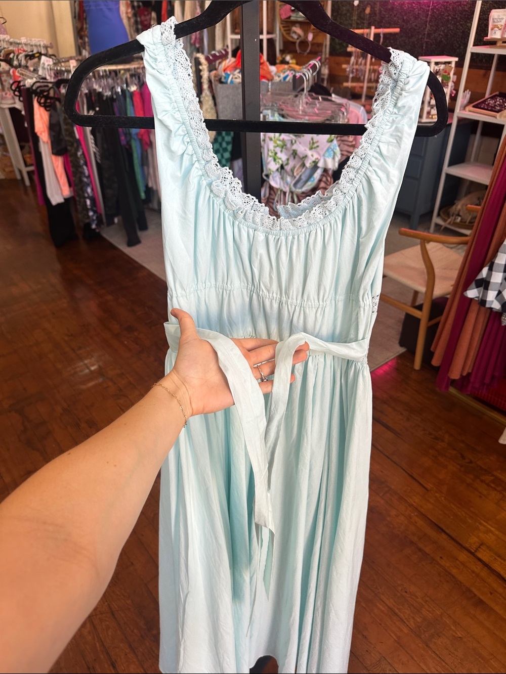 MABLE Mint Lace-Trim Summer MIDI Dress - Picture 5 of 5